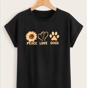 BLACK SUNFLOWER AND YELLOW LETTER PRINT TEE